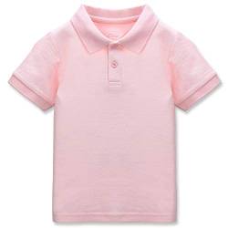 CUNYI Poloshirt für Jungen Baumwollpikee T-Shirt für Kinder Schule Kurzärmlige Oberteile, Hell-Pink 130 von CUNYI