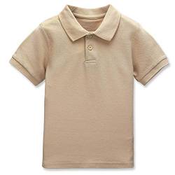 CUNYI Poloshirt für Jungen Baumwollpikee T-Shirt für Kinder Schule Kurzärmlige Oberteile, Khaki 110 von CUNYI