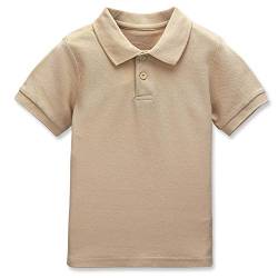 CUNYI Poloshirt für Jungen Baumwollpikee T-Shirt für Kinder Schule Kurzärmlige Oberteile, Khaki 150 von CUNYI