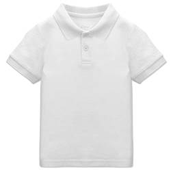 CUNYI Poloshirt für Jungen Baumwollpikee T-Shirt für Kinder Schule Kurzärmlige Oberteile, Weiß 130 von CUNYI