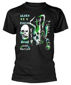 CUO Alien Sex Fiend Dead and Buried Black Herren T-Shirts, Schwarz , L von CUO