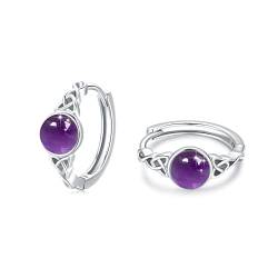 Amethyst Creolen Keltischer Ohrringe Silber 925 Amethyst Ohrringe Keltischer Creolen für Damen Mutter Mädchen Kinder von CUOKA MIRACLE