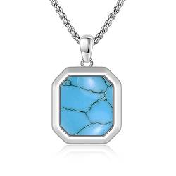 CUOKA MIRACLE Halskette Herren Schwarz 925 Sterling Silber Blau Opal Anhänger Kette Herren Männer Opal Weihnachten Geschenke für Jungs Damen von CUOKA MIRACLE