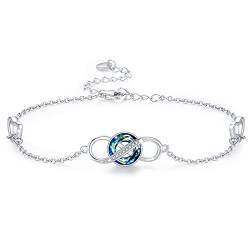 CUOKA MIRACLE Infinity Armband 925 Sterling Silber Kristall Damen Unendlichkeit Funkelnden Kristallen Verstellbar Schmuck Armbänder Geburtstags Geschenk für Frauen Ehefrau Mama von CUOKA MIRACLE