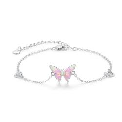 CUOKA MIRACLE Schmetterling Kette 925 Sterling Silber Opal Schmetterling Anhänger Halskette für Damen Schmetterling Schmuck für Mädchen Kinder (J-Armband) von CUOKA MIRACLE