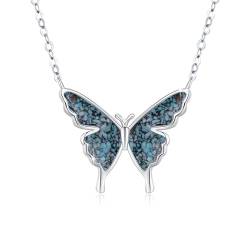 CUOKA MIRACLE Schmetterling Kette 925 Sterling Silber Opal Schmetterling Anhänger Halskette für Damen Schmetterling Valentinstag Geschenke für Mädchen Kinder von CUOKA MIRACLE
