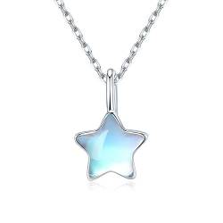 CUOKA MIRACLE Sterne Mondstein Halskette 925 Sterling Silber Regenbogen Mondstein Halskette für Mädchen Mondstein Schmuck für Kinder von CUOKA MIRACLE