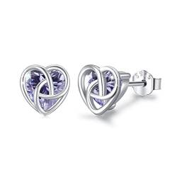 Februar Geburtsstein 925 Sterling Silber Keltische Knoten Ohrringe Zirkonia Ohrringe Geburtsstein Ohrstecker Irisch Keltisch Geburtstag Schmuck Geschenke für Frauen Ehefrau Mutter Tochter Freundin von CUOKA MIRACLE