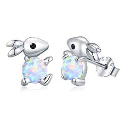 Hasen Ohrringe Silber 925 Kinder Ohrringe Opal Hase Ohrstecker Ohrringe Tiere für Mutter Tochter Mädchen von CUOKA MIRACLE