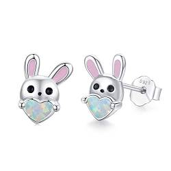 Mädchen Ohrringe 925 Sterling Silber Opal Bunny Ohrringe für Damen Ohrstecker Hase für Kinder Mädchen von CUOKA MIRACLE