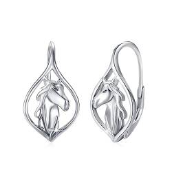 Pferde Ohrringe für Mädchen 925 Sterling Silber Pferd Creolen Klein Ohrringe Kreolen für Damen Pferd Tier Ohrringe Geschenke Schmuck für Tochter (1880-silver) von CUOKA MIRACLE