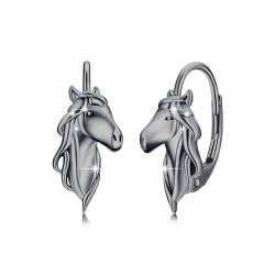 Pferde Ohrringe für Mädchen 925 Sterling Silber Pferd Creolen Klein Ohrringe Schwarz Kreolen für Damen Pferd Tier Ohrringe Geschenke Schmuck für Tochter (1215-black) von CUOKA MIRACLE