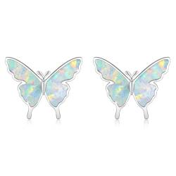 Schmetterling Ohrringe 925 Sterling Silber Mädchen Opal Ohrstecker Damen Schmetterling Schmuck Geschenke für Frauen von CUOKA MIRACLE