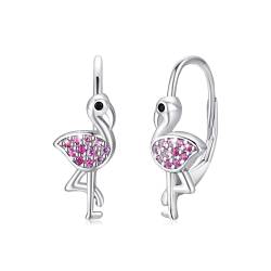 Tier Flamingo Ohrringe Creolen Mädchen 925 Sterling Silber Kinder Creolen Klein Ohrringe Kreolen für Damen Flamingo Tier Ohrringe für Damen Mädchen Mutter Tochter Freunde von CUOKA MIRACLE