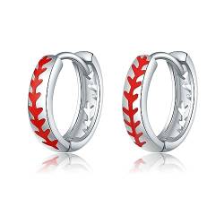 Baseball Ohrringe 925er Sterlingsilber Sport Creolen Schmuck Baseball Geschenke für Frauen Sportliebhaber von CUPENDA