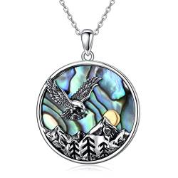 CUPENDA Eagle Mountain Halskette Sterling Silber Hawk Weißkopfseeadler Anhänger Fliegender Adler Schmuck Geschenke für Frauen Männer von CUPENDA