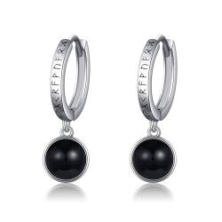 CUPENDA Wikinger Ohrringe Sterlingsilber Schwarzer Onyx Nordisch Creolen Schmuck Geschenke für Frauen Mädchen von CUPENDA