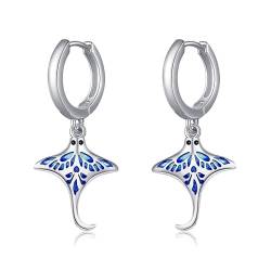 Rochen Ohrringe Sterling Silber Mantarochen Creolen Ohrringe Ozean Meer Schmuck Geschenke für Frauen Mädchen von CUPENDA