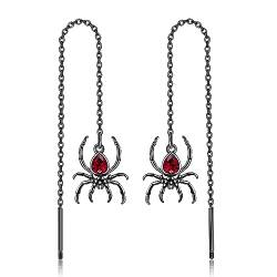 Spinnen Ohrringe Sterling Silber Halloween Spinne Einfädler Ohrringe Schwarz Kette Ohrhänger Gotisch Schmuck Geschenke für Frauen Mädchen von CUPENDA