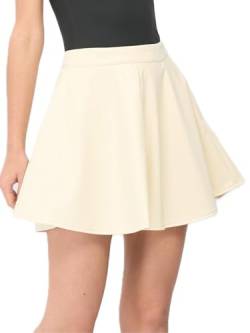 CUPSHE Damen Rock Lederoptik Hoher Bund A Linie Kurz Kunstleder Minirock Freizeitrock High Waist Party Skater Short Skirt Beige L von CUPSHE