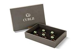5x Perlen Curlies - 24 Karat vergoldet - Perle Grün | Brauthaarschmuck | Haarschmuck Hochzeit | 5PC-GE-PGR von CURLII