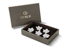 CURLII Blumen Curlie - Silber - Weiss - Designer hochwertiger Brauthaarschmuck - Haarschmuck 5BC-SE-W von CURLII