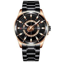 Sport Männer Uhr Top Marke Luxus Militär Business Mode Casual Männlichen Uhr Edelstahl Quarz Mann Armbanduhr 8359, Roségold Schwarz, Armband von CURREN