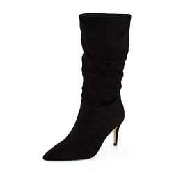 CUSHIONAIRE Damen Porsha Scrunch Heel Stiefel mit Memory Foam, breite Breiten erhältlich, schwarz, 39.5 EU von CUSHIONAIRE