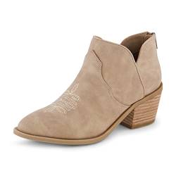 CUSHIONAIRE Damen Rodeo Western Ankle Boot + Memory Foam, breite Breiten erhältlich, Tan, 9 Wide von CUSHIONAIRE