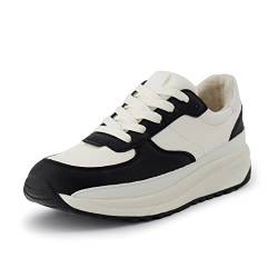 CUSHIONAIRE Damen Score Schnür-Sneaker + Komfortschaum, breite Breiten erhältlich, Schwarz/Weiß, 40.5 EU von CUSHIONAIRE