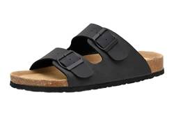 CUSHIONAIRE Herren Lane Kork-Fußbett Sandale mit +Komfort, schwarzes Nubukleder, 42 EU von CUSHIONAIRE