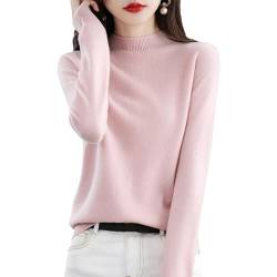 CUSON Kaschmir-Pullover für Damen, 100% Kaschmir, langärmelig, Rundhalsausschnitt, weich, warm, Strickpullover, rose, XL von CUSON