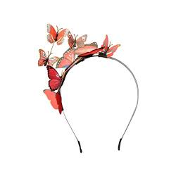 CUSROS Buntes 3D-Schmetterling-Stirnband – Schmetterling-Dekoratives Haarband, modisches Stirnband, Partyball, Stirnband, Frauen-Haarschmuck für Cosplay/Festival/Show, Rot von CUSROS