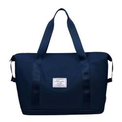 Faltbare Reisetasche für Damen, leicht, 20–35 l, große Kapazität, Reißverschluss, einziehbarer Boden, feste Nähte, marineblau von CUSROS