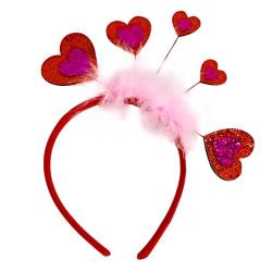 Red Love Stirnband Damen Herzform für Valentinstag Romantisches Haarband mit Glänzenden Pailletten Feder Dekoration Anti-Rutsch Perfekt Hochzeit Abschlussball I von CUSROS