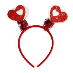 Red Love Stirnband Damen Herzform für Valentinstag Romantisches Haarband mit glänzenden Pailletten Feder Dekoration Anti-Rutsch Perfekt Hochzeit Abschlussball G von CUSROS