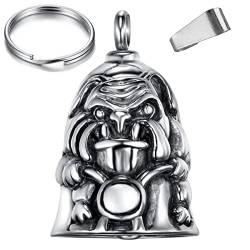 CUSTOMprivé Glocke Motorrad Hund Bulldogge Guardian Bell Schutz für Motorradfahrer Biker mit Samtbeutel von CUSTOMprivé