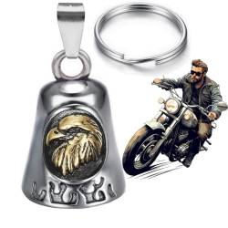 CUSTOMprivé Glöckchen Motorrad Adler Gold Glücksbringer Biker Triker Guardian Gremlin Bell Glocke, mit Samtbeutel, Edelstahl von CUSTOMprivé