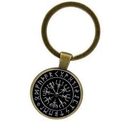Schlüsselanhänger Viking Kompass Keltischer Vegvisir, Geschenk Glücksbringer, nordisch, keltisch, Messing und Glas von CUSTOMprivé