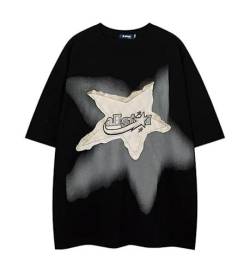 CUTEGAL Y2K 90er Jahre Star Shirt Star Top Vintage Oversize Shirts Graphic Tees Herren Damen Y2k Tops Casual Unisex Streetwear, Schwarz1, L von CUTEGAL