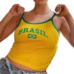 CUTEGAL Y2k Tops für Frauen Brasilien Crop Top Y2k T-Shirts Y2k Shirt Grafik Tees für Frauen Vintage 90er Streetwear Shirts, Brasilien-B, Klein von CUTEGAL
