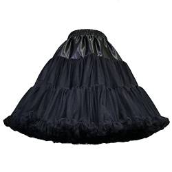 CUTIECLUB Damen Petticoat Tutu Puffy Rock Weiches Mesh Unterrock Elastische Taille Mehrschichtiges Falten Pettiskirt, Schwarz , Einheitsgröße von CUTIECLUB