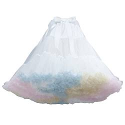 CUTIECLUB Damen Tutu Petticoat Flauschiger Unterrock Hoopless Mesh Plested Tüll Pettiskirt Mehrschichtiges Flauschiges Unterkleid, Farbenfrohes Anpassen, Einheitsgröße von CUTIECLUB