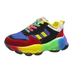 Regenbogen-Schuhe, Regenbogen-Turnschuhe im Freien for Damen, Leichter Modus, Bunte Sportschuhe, Straßenmode, Dicke Sohle, Laufschuhe (Color : Blue, Size : 40 EU) von CUTSKY