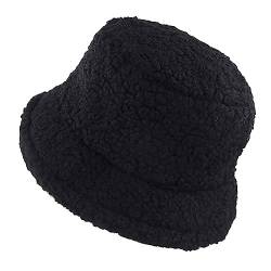 Badekappe Lustig Erwachsene Anglerhut Damen Fell Frauen Winter Eimer Hut Vintage Cloche Hüte Warme Faux Wolle Outdoor Kappe Fischerhut Mit Nackenschutz Jungen Lustiger Hut Herren (Black, One Size) von CUTeFiorino