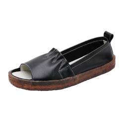 CUTeFiorino Damen Schuhe Elegant Mit Absatz Lässige, modische, einfarbige, flache Fischmaul-Sandalen aus für Damen Damenschuhe Weite H 40 (Black, 36) von CUTeFiorino