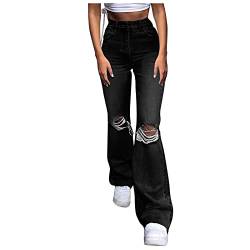 CUTeFiorino Jeanshosen Damen Slim Fit Weites Bein Zerrissene Langen Hosen Jeans Schlaghose High Waist Mit Taschen Breite Bein Pants Flared Frauen Pant Fitnesshose Yogahose Freizeithose von CUTeFiorino