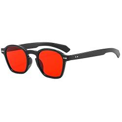 CUTeFiorino Männer Frauen Polarisierte Sonnenbrille Modeschutz Klassische Sonnenbrille mit rundem Rahmen Sonnenbrille Spiegelglas Damen (Red, One Size) von CUTeFiorino