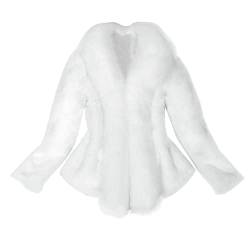 CUTeFiorino Mantel Filz Damen Elegante Frauen Dicke Mode warm Felt Oberbekleidung gefälschte Jacke Damenmantel Apart Damen Mantel (White, XL) von CUTeFiorino