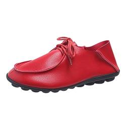 CUTeFiorino Walking Schuhe Damen Wasserdicht Runde Zehen flache weiche Fußsohle Spitze Damen Schuhe Stiefeletten Schuhe Hinten Offen Damen (Red, 41) von CUTeFiorino